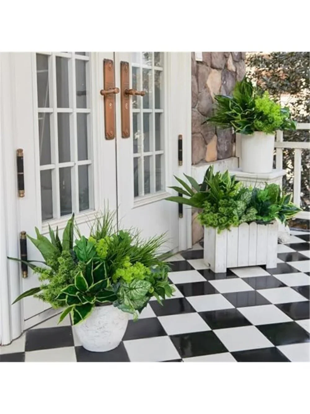 Artificial Boxwood Plants UV Resistant Fake Greenery Outdoor Porch Decor